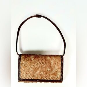 Isabella Fiore Brown Fur Floral  Patterned Women's Bag